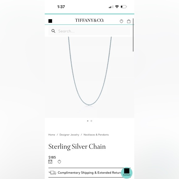 Tiffany & Co. 36in Sterling Silver Chain w/ pouch - Picture 5 of 5